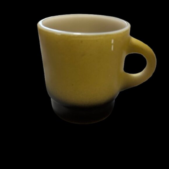 Vintage Anchor Hocking Fire King Single Yellow & Brown Stackable Mug - Picture 1 of 3